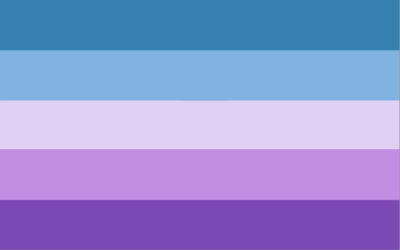 Lesbian flag with 5 horizontal stripes: dark turquoise, light turquoise, pale purple, light purple, and purple.
