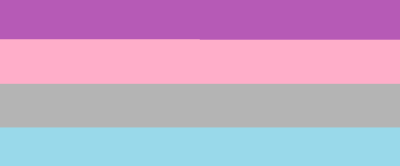 Lesbian flag with 4 horizontal stripes which are colored (top to bottom): purple, pink, grey, and light blue.